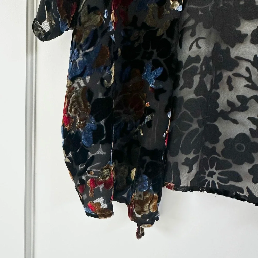 Winter Kate‎ Kimono Topper Floral Velvet Burnout Bohemian kimono silk XS